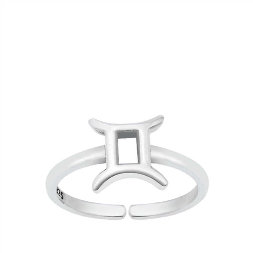 .925 Sterling Silver Gemini Zodiac Sign Toe Ring